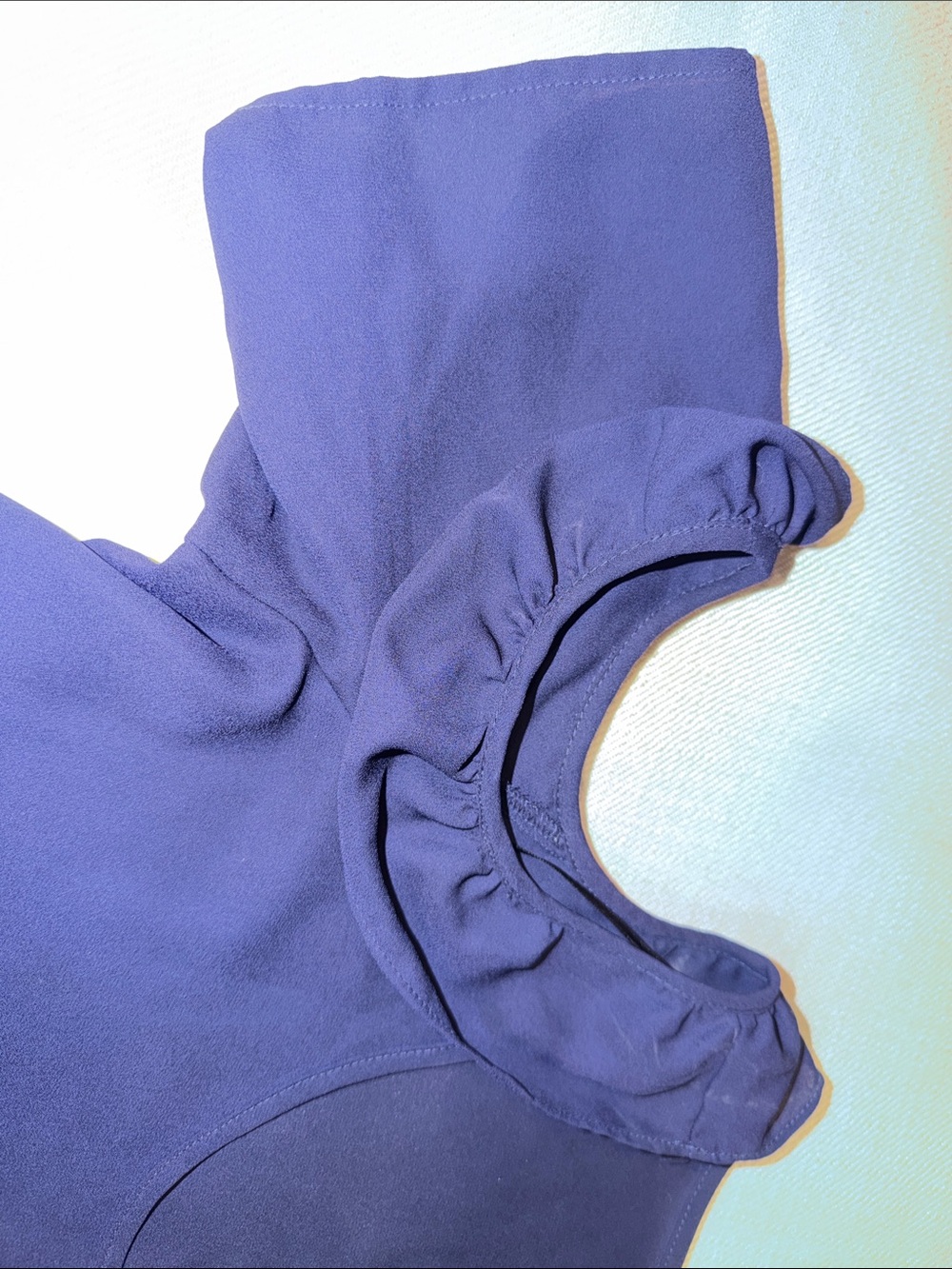 NY Collection Navy Cold-Shoulder Ruffle Blouse - Picture 3 of 6